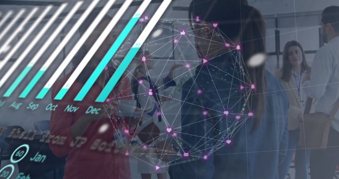 Business Professionals Analyzing Data and Networking in Office Environment