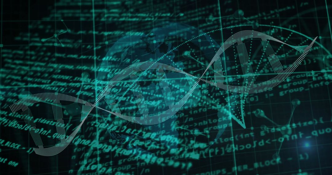 Digital Genetic Data on High Tech Network Background
