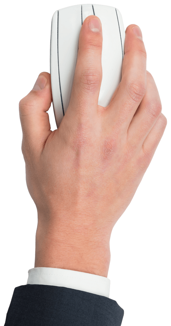 Transparent Hand Gripping White Computer Mouse