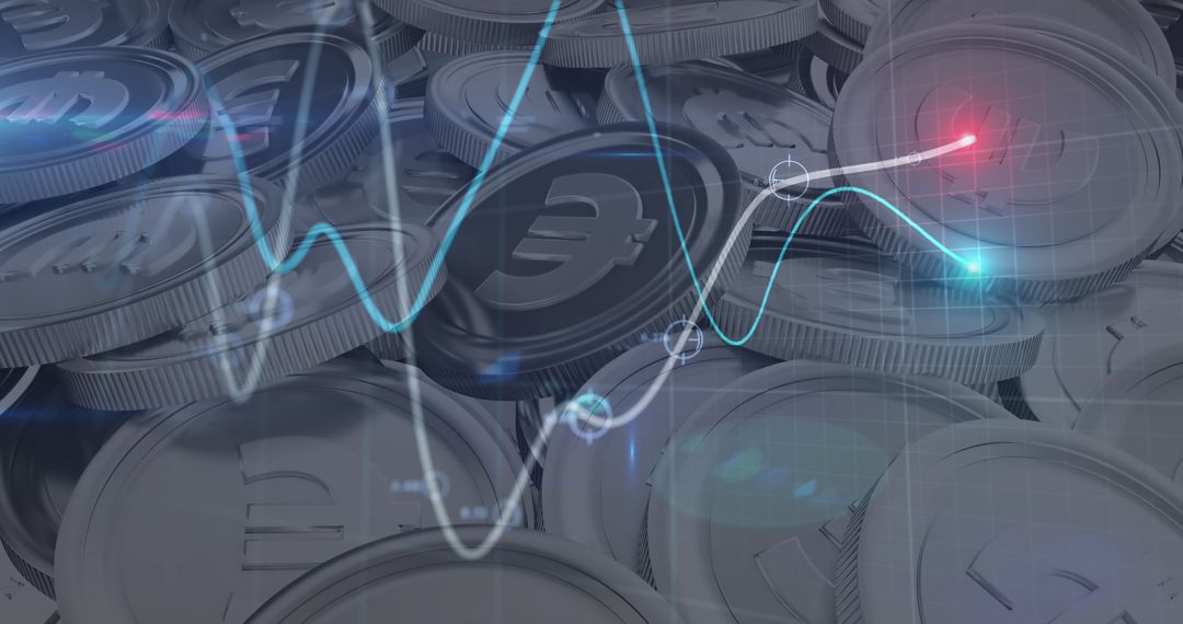 Euro Currency Coins with Financial Data Visualization