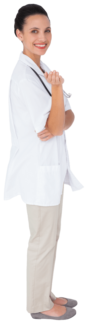 Smiling Caucasian Female Doctor Standing Transparent PNG