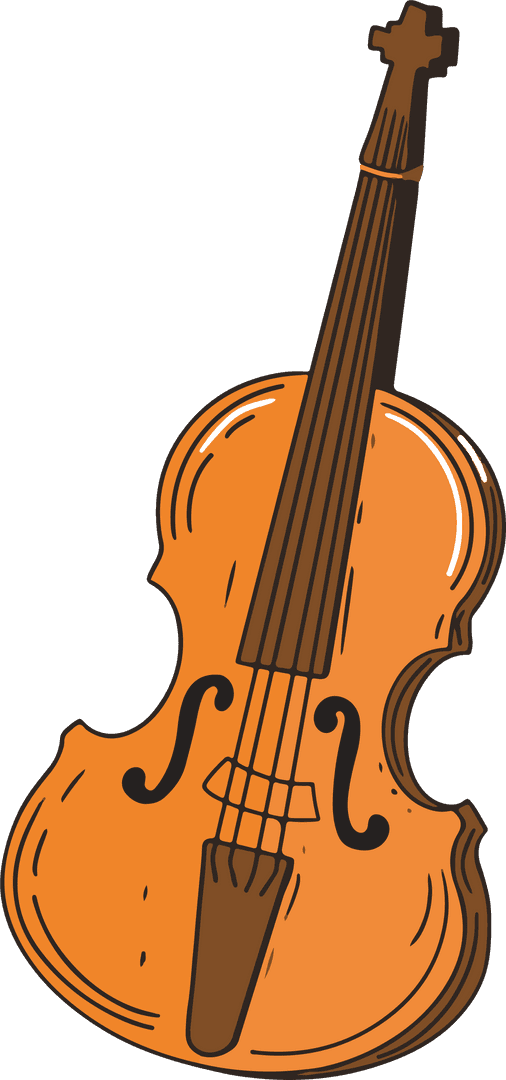 Cartoon Violin Drawing on Transparent Background