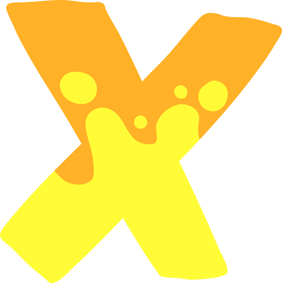 Abstract Letter X with Dripping Orange Paint on Transparent Background