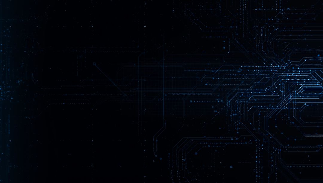 Futuristic Electric Blue Digital Circuitry on Black Background