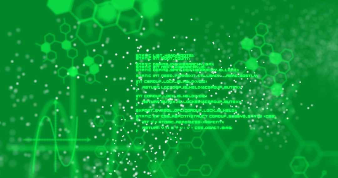 Digital dna strand with binary data on green background