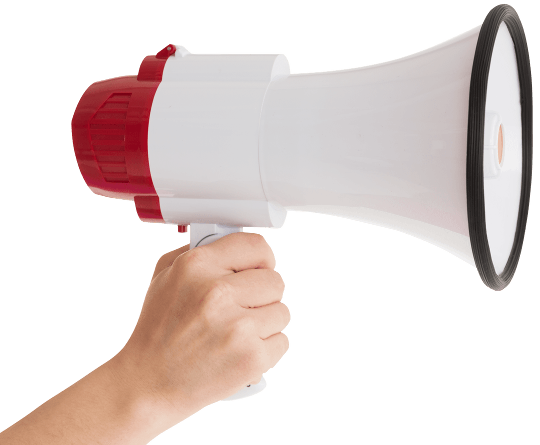 Hand Holding Megaphone on Transparent Background
