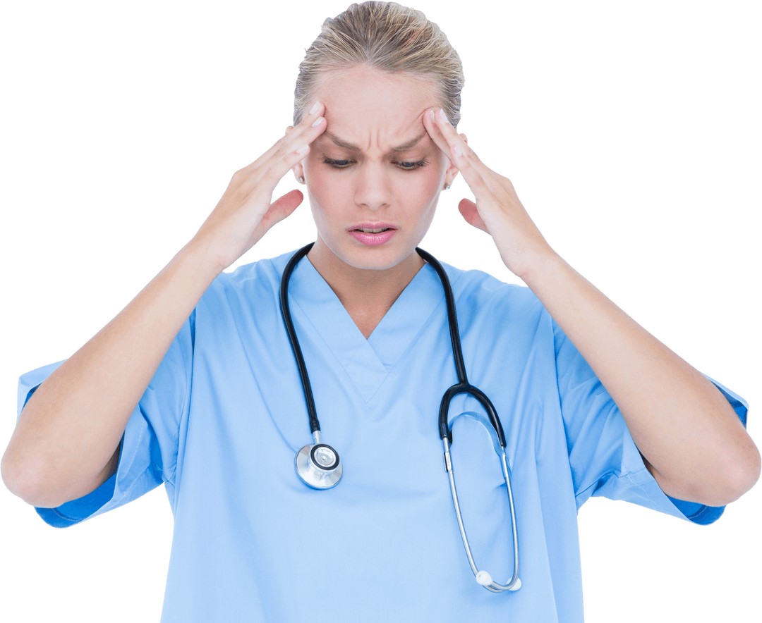 Transparent-wearing Doctor Experiencing Headache