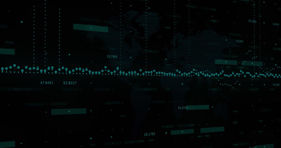 Digital Financial Data Over Global Map, Futuristic Analytics
