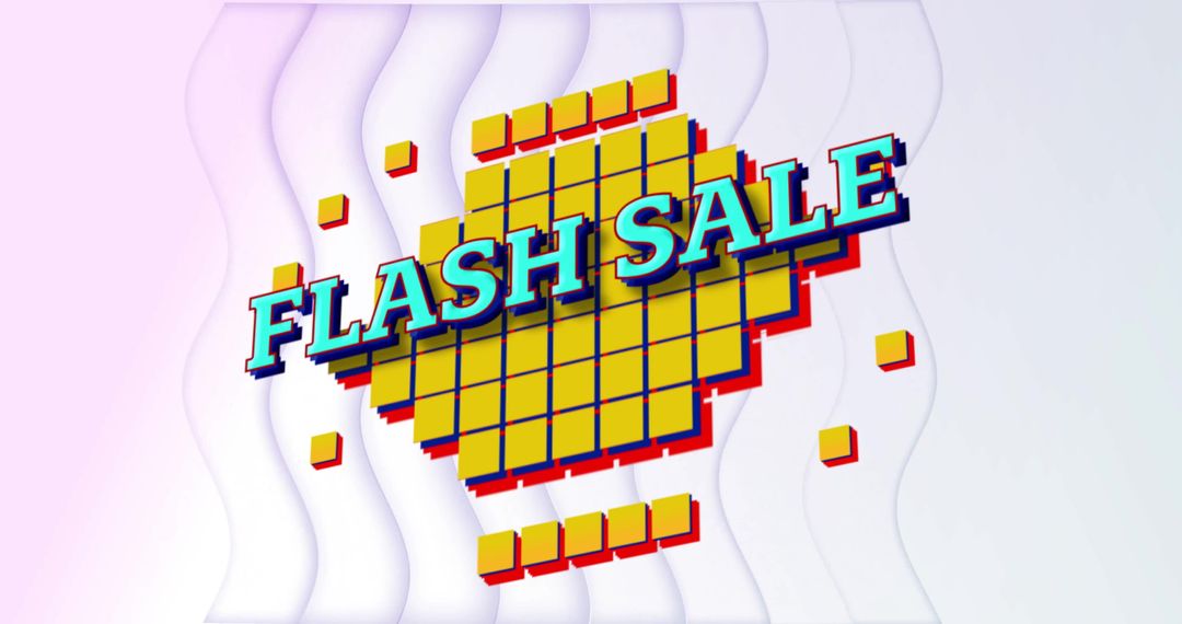 Retro Flash Sale Digital Banner with 3D Yellow Square Design