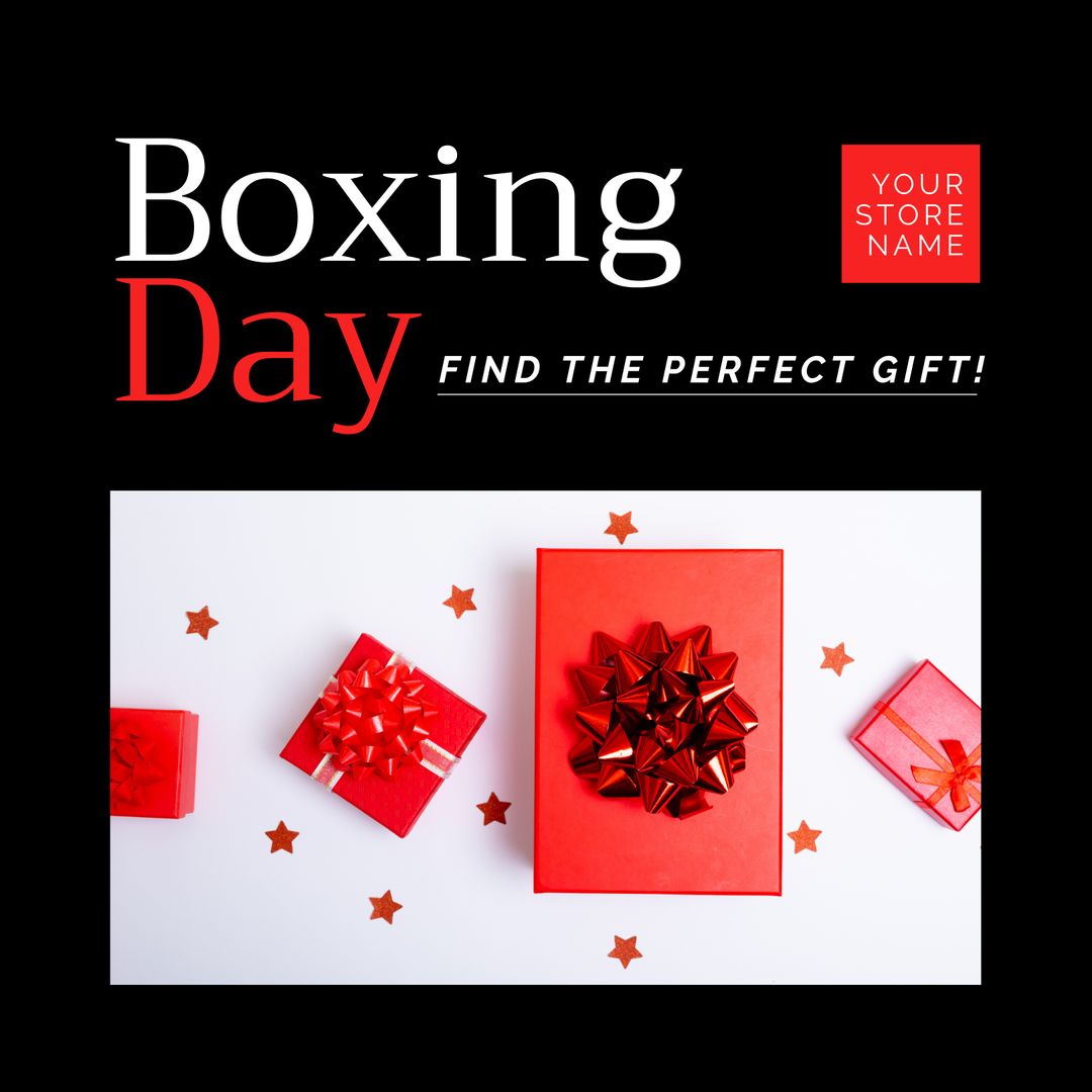 Boxing Day Sale Concept with Red Gifts and Festive Decorations