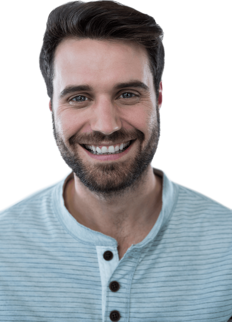 Smiling Caucasian Man on Transparent Background, Happiness and Joy