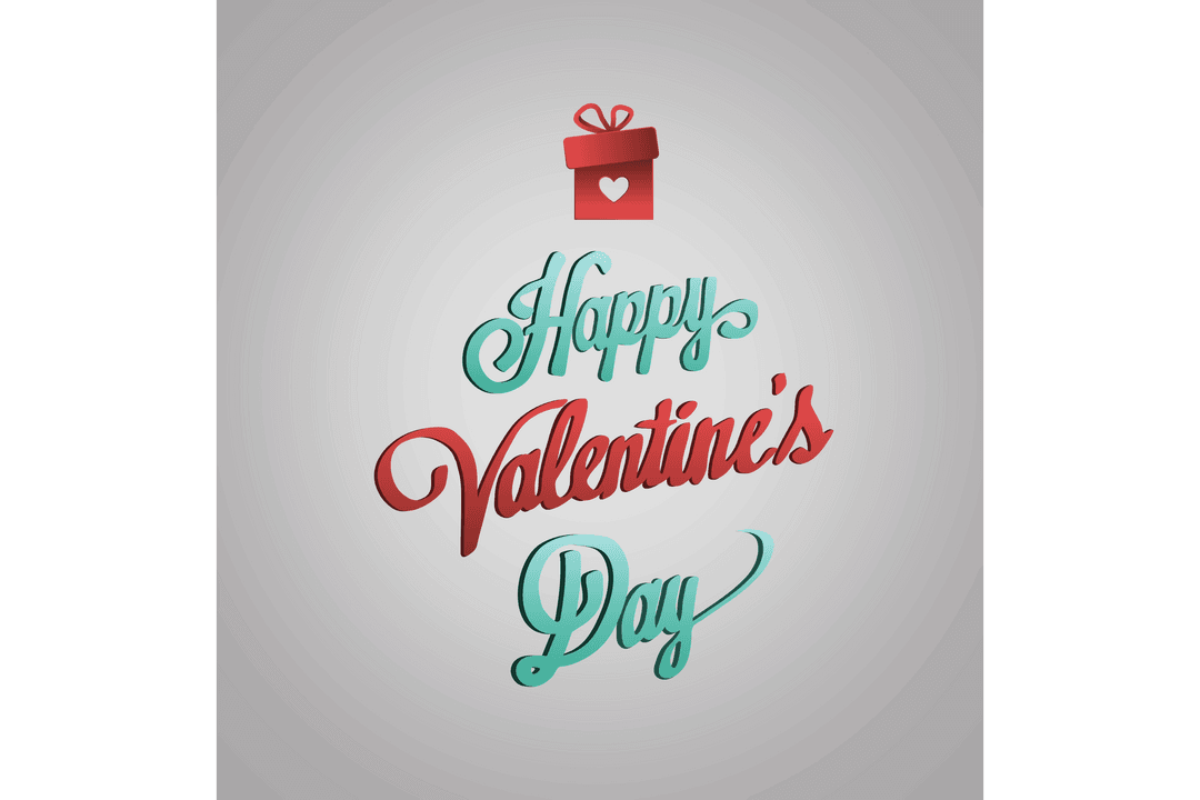 Colorful Valentine's Day Text on Transparent Background