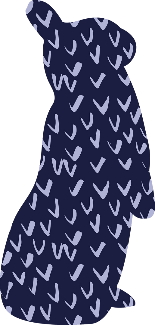 Abstract Bunny Shape with Scribbled Pattern on Transparent Background