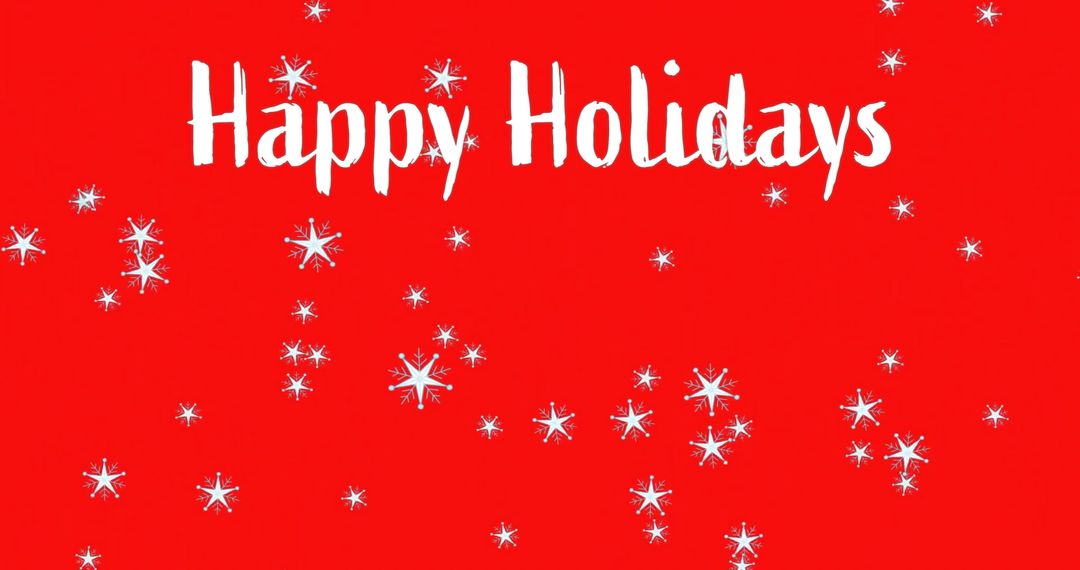 Festive Holiday Greeting with Snowflakes on Red Background