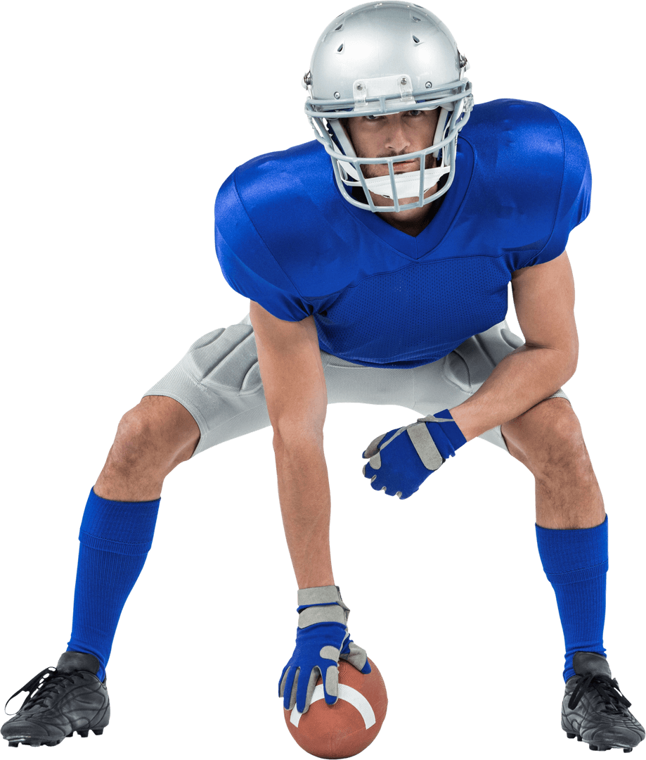 Transparent American Football Player in Ready Stance