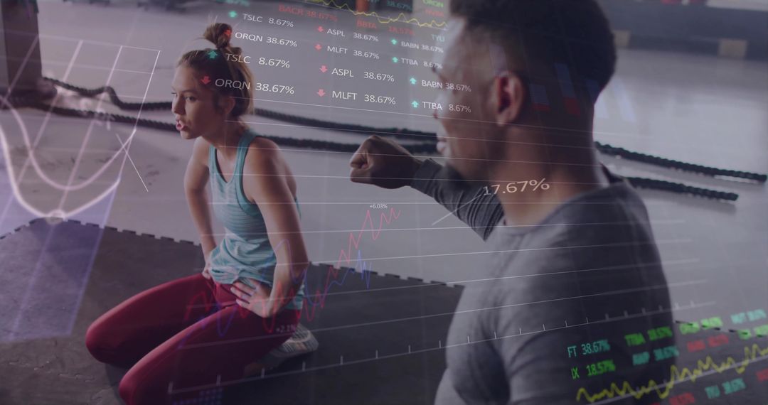 Dynamic Gym Fitness Training with Battle Ropes and Active Coach