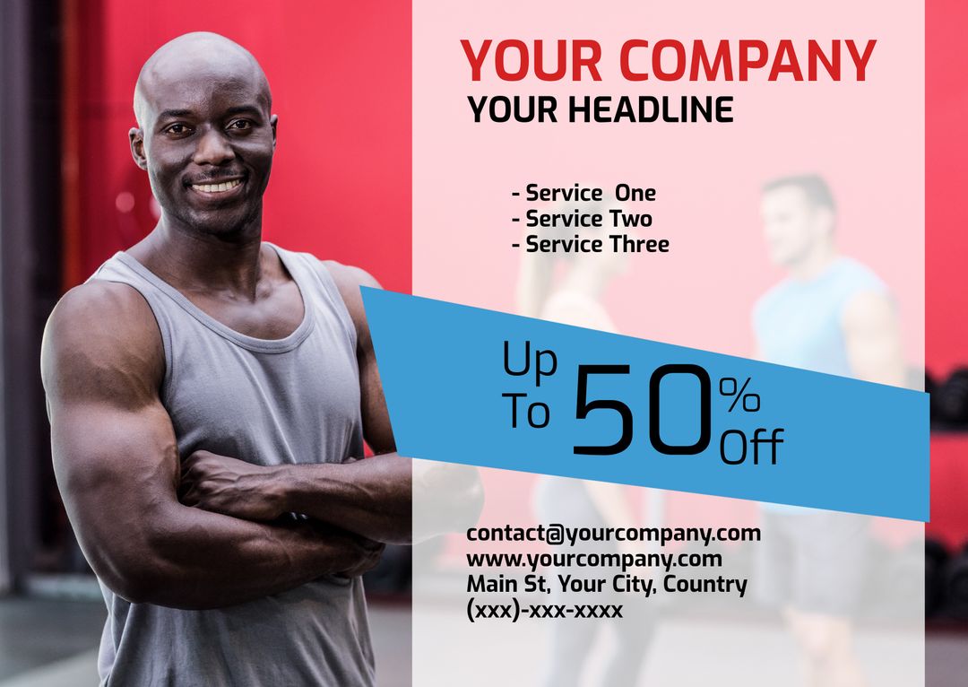 Confident Fitness Trainer Promoting Gym and Personal Training Services