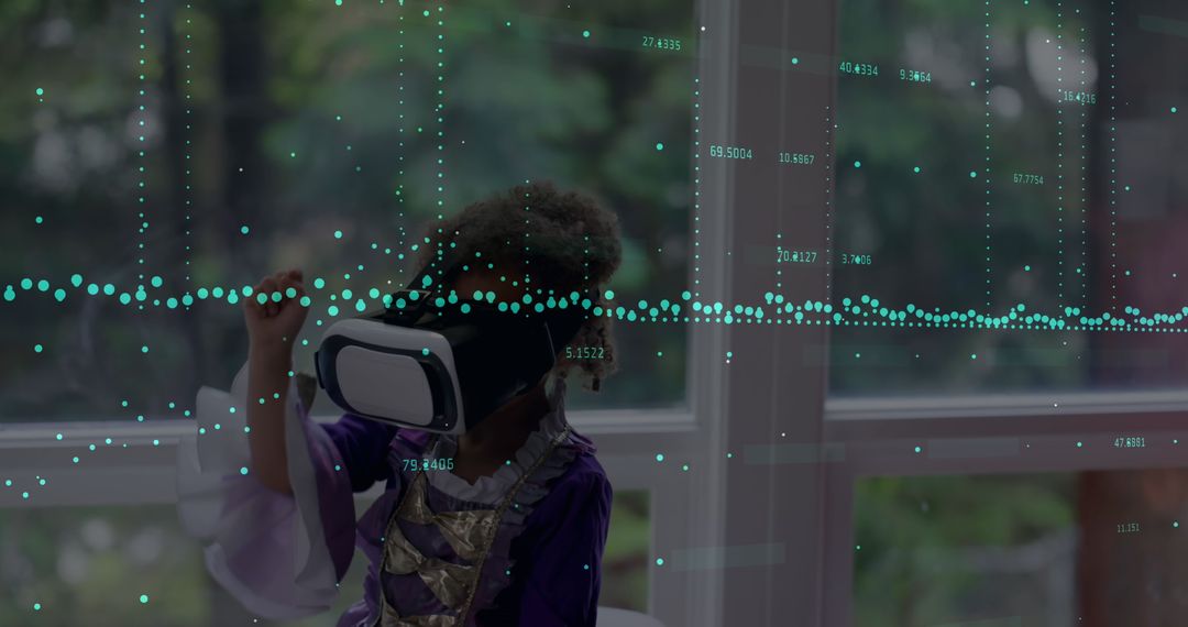 Virtual Reality Headset Blurs with Financial Data Overlay