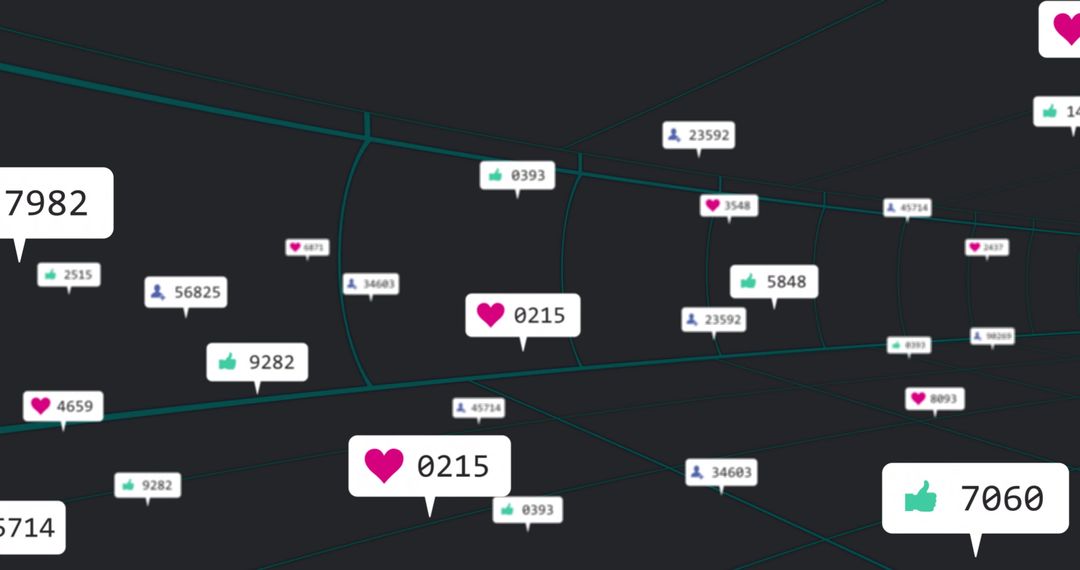 Social Media Engagement Data Visualization in 3D Grid Interface