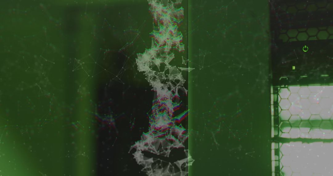 Futuristic Digital Network in Abstract Green Virtual Space