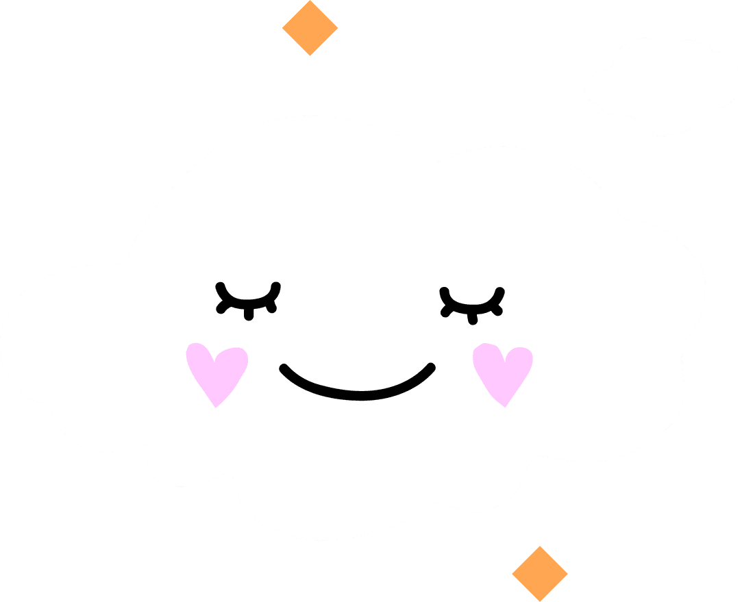 Smiling Cartoon Cloud with Heart Cheeks on Transparent Background