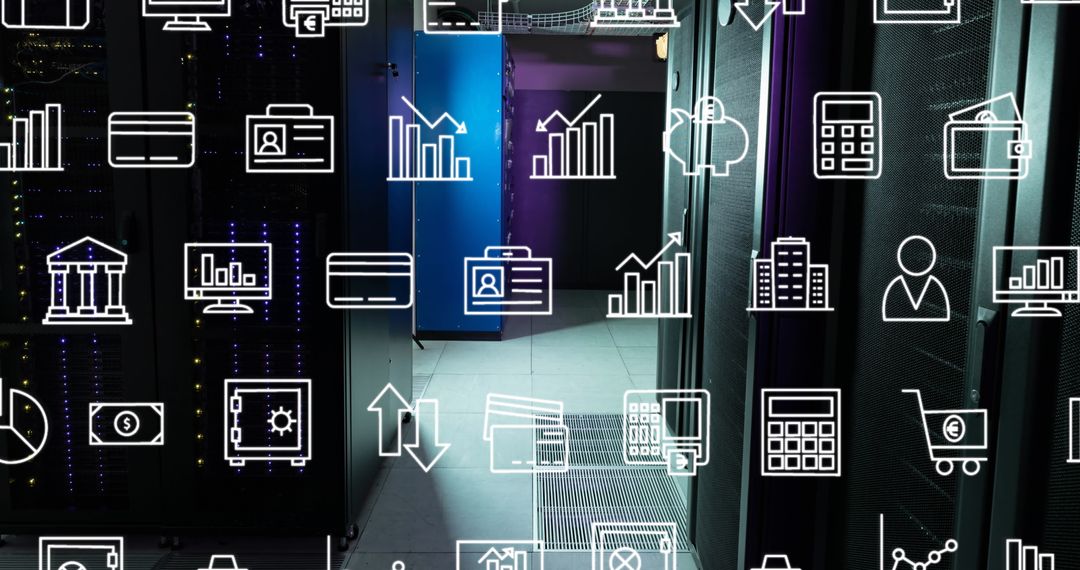 Futuristic Data Technology Interface in Server Room