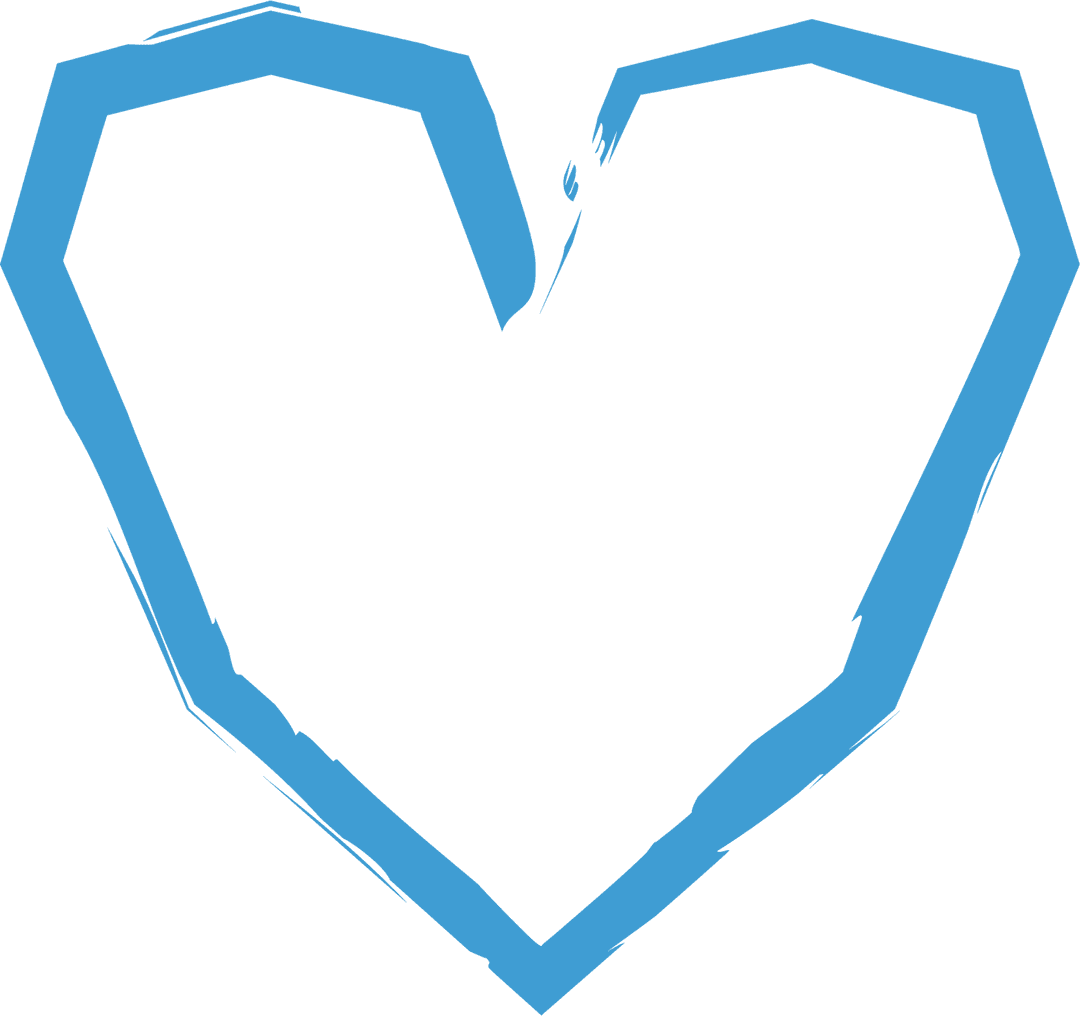 Blue Hand-Drawn Heart with Transparent on Transparency Background