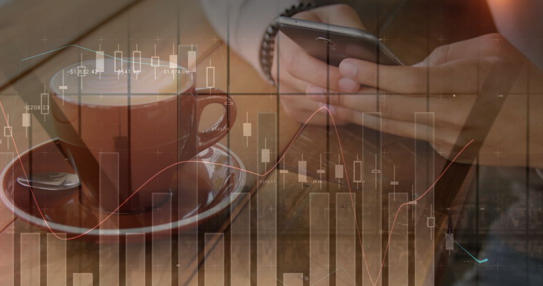 Business Data Analysis Displayed Over Coffee and Smartphone