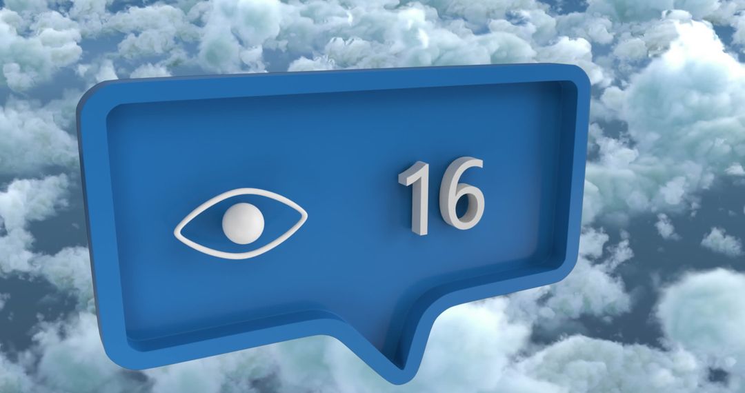 Social Media Notification Icon with Eye Symbol and Clouds - Free Images, Stock Photos and Pictures on Pikwizard.com