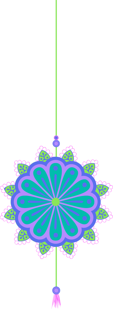 Transparent Bohemian Medallion Ornament with Tassel in Flat Style