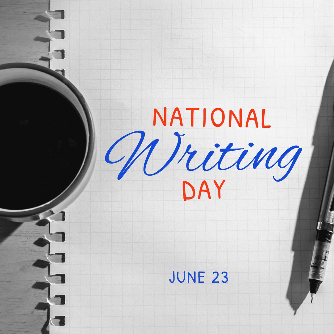 National Writing Day Celebration with Notebook, Coffee, and Pen - Download Free Stock Templates Pikwizard.com