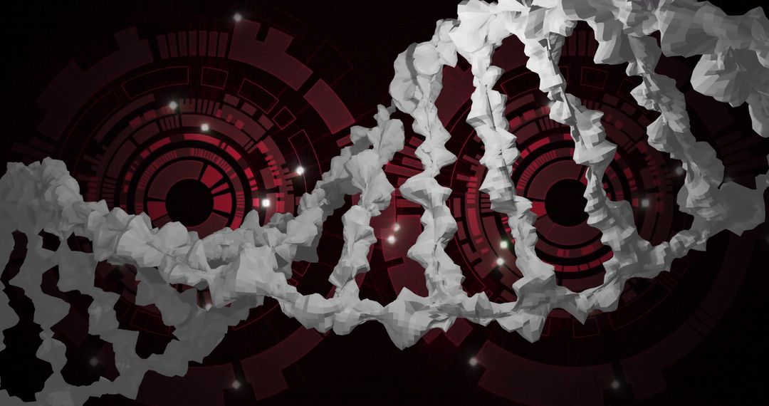 Futuristic DNA Helix with Digital Technology Elements