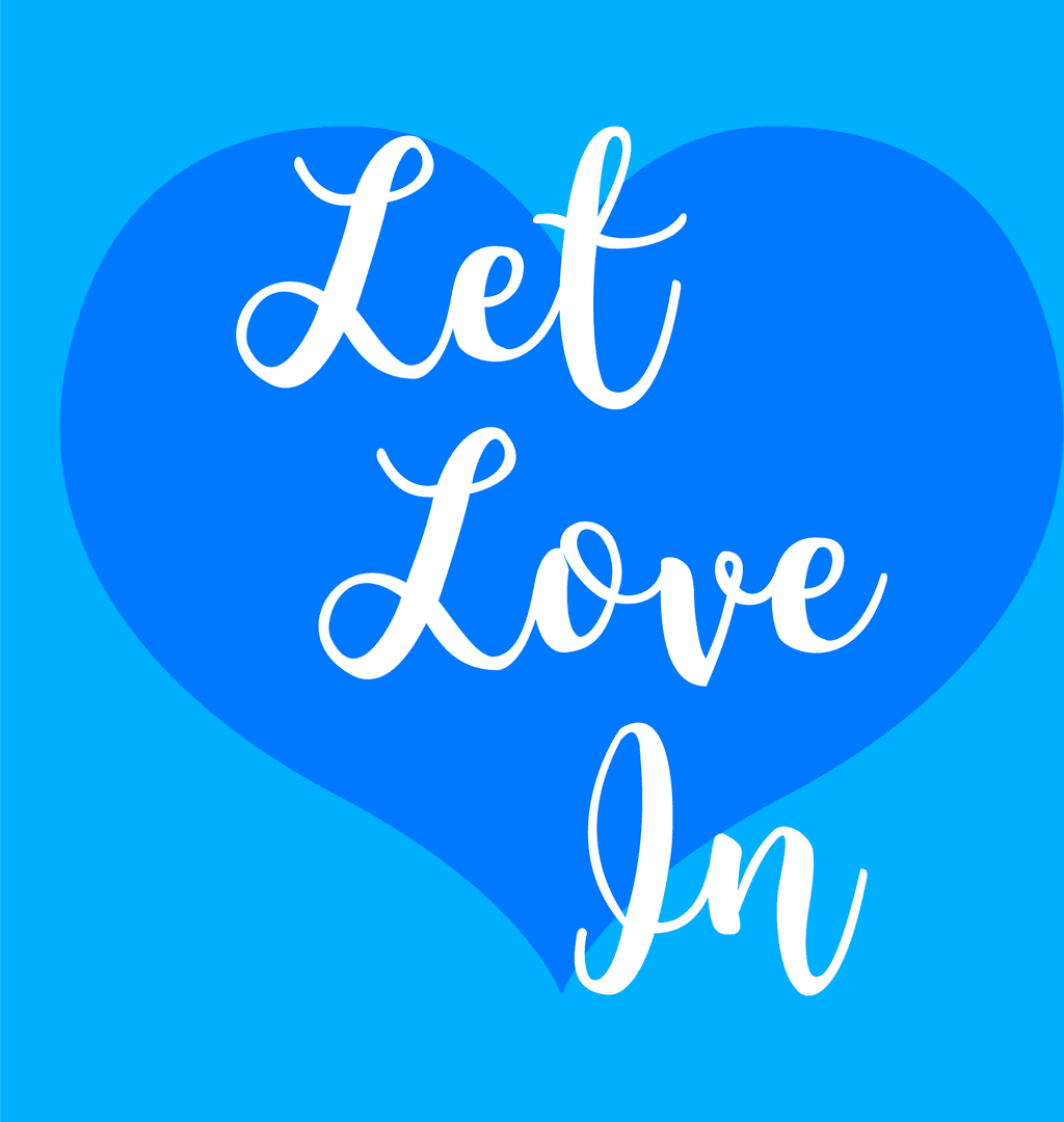 Transparent Blue Heart with Inspirational Love Message