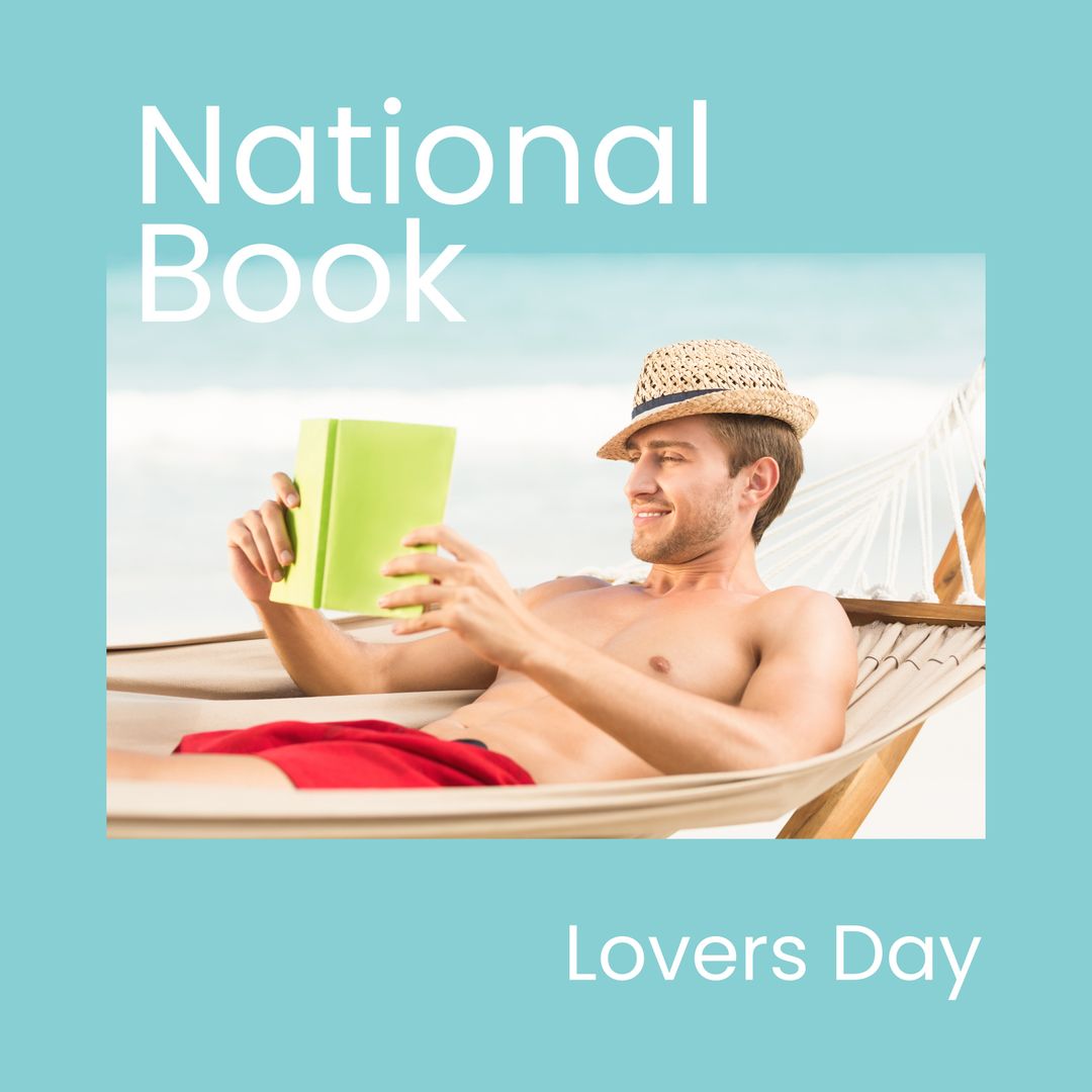 Man Relaxing on Hammock Reading Book Near the Beach