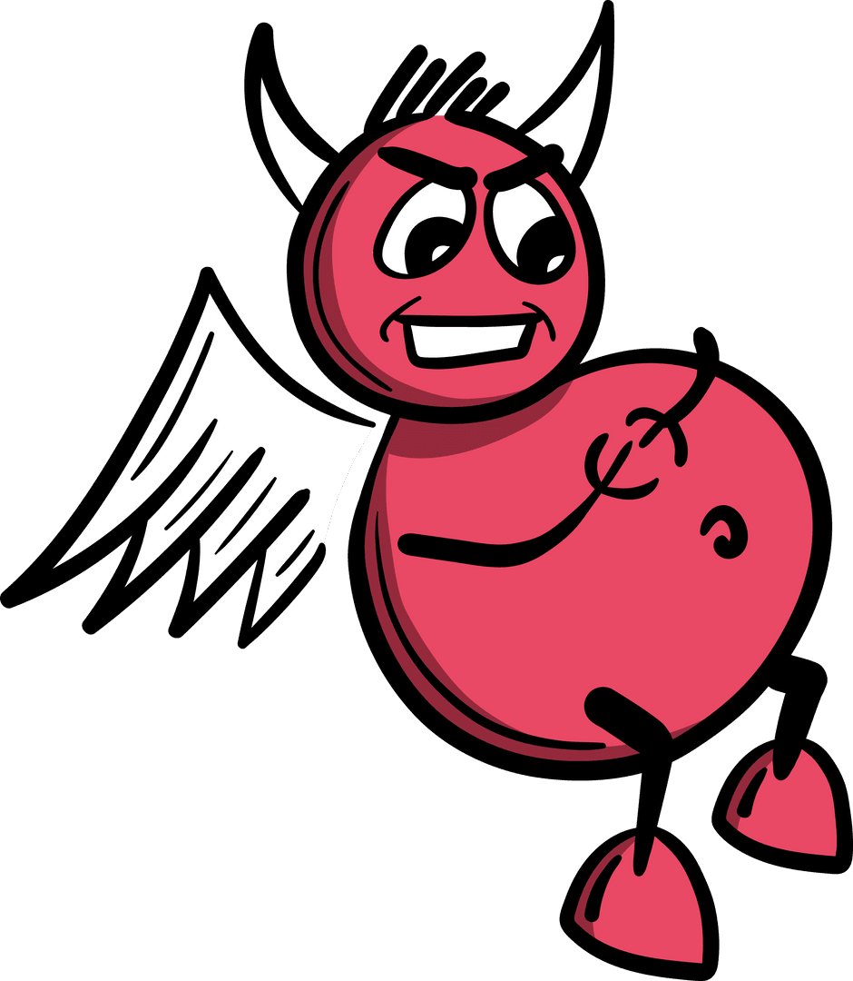 Cartoon Red Devil with Wings Transparent Background