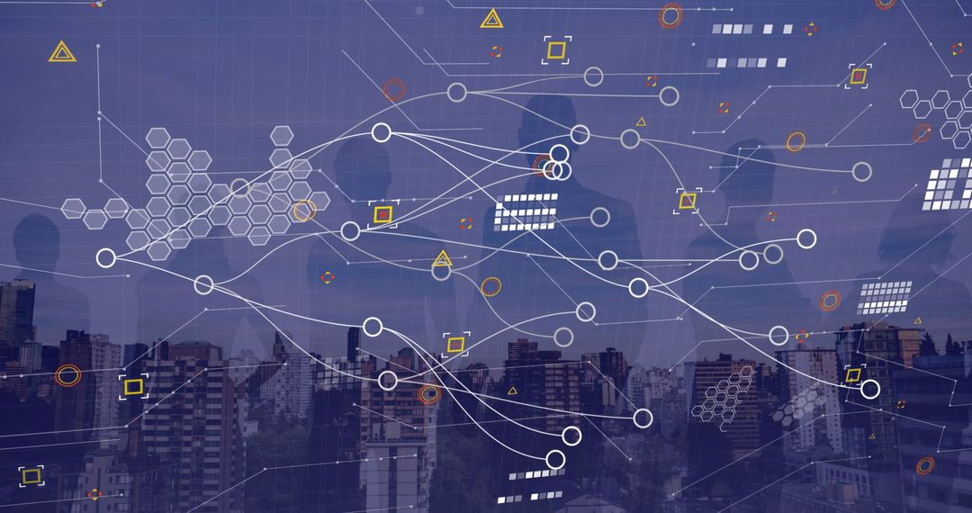 Digital Technology and Global Networks Concept Over Cityscape