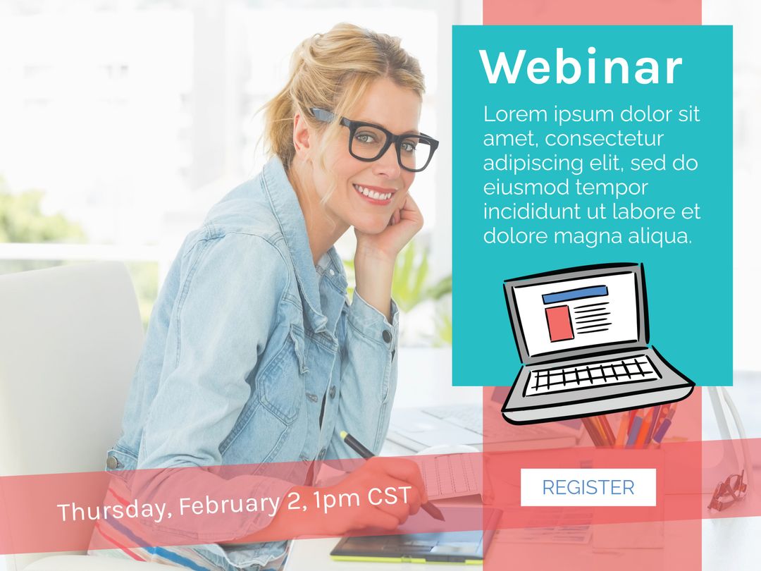 Smiling Professional Woman Ready for Engaging Online Webinar