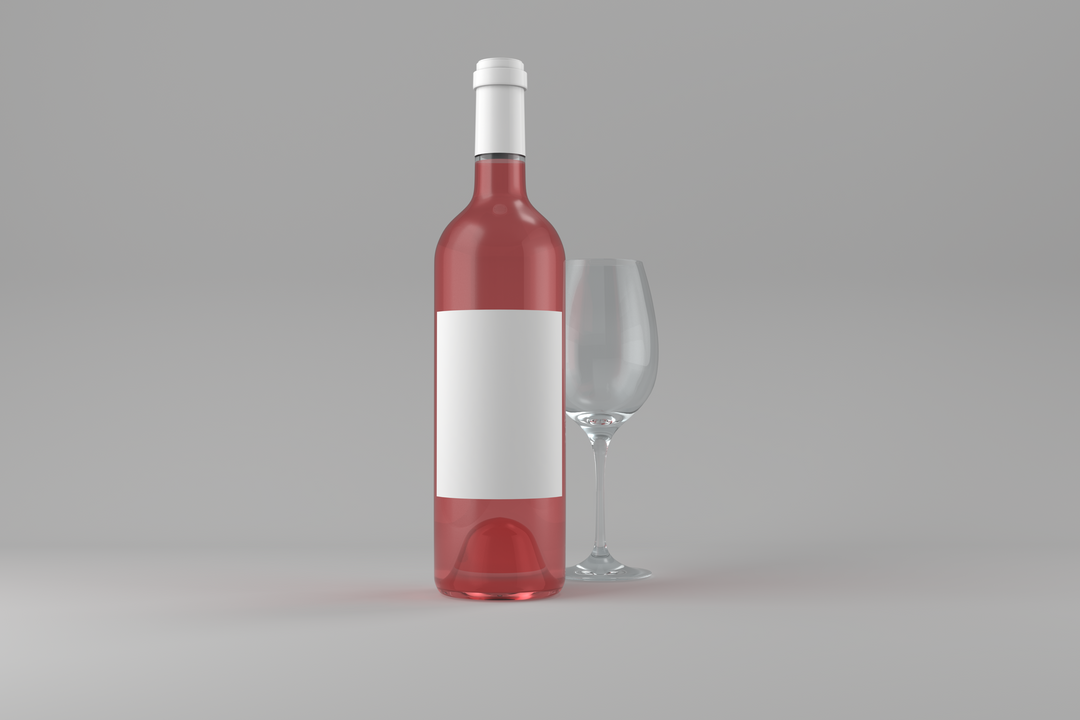 Transparent Red Wine Bottle with Blank Label and Empty Wine Glass Display - Download Free Stock Images Pikwizard.com