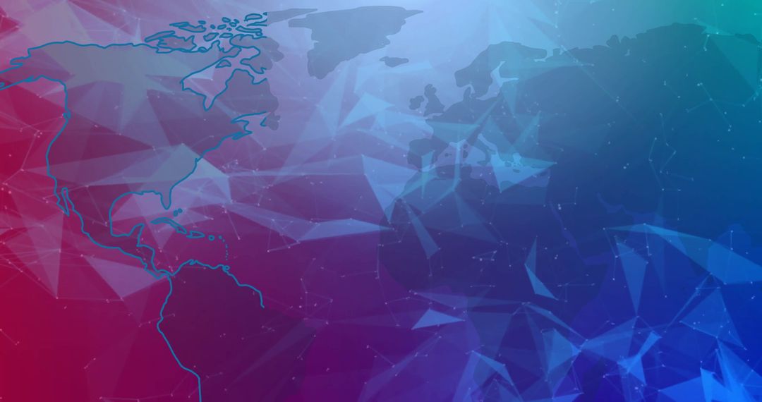 Digital World Map Overlay on Abstract Colorful Background