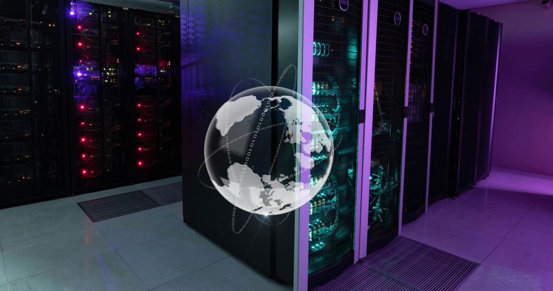 Data Processing and Global Networking in Modern Server Room