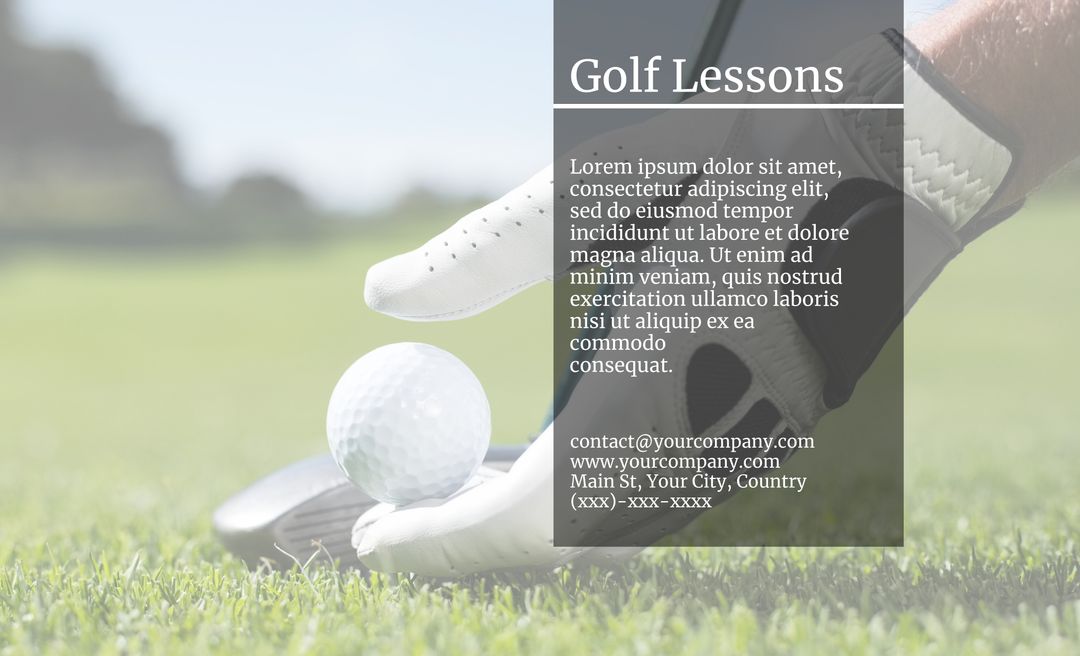 Professional Golf Lessons Banner with Contact Details