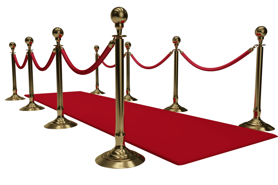 Elegant Gold Rope Barriers With Red Carpet Transparent Background