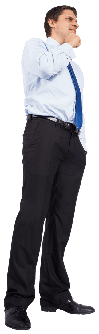 Confident Businessman Pondering Isolated Transparent Background