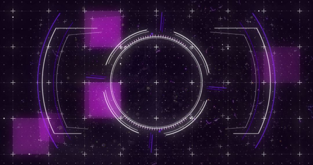 Futuristic Digital HUD with Purple Glowing Elements