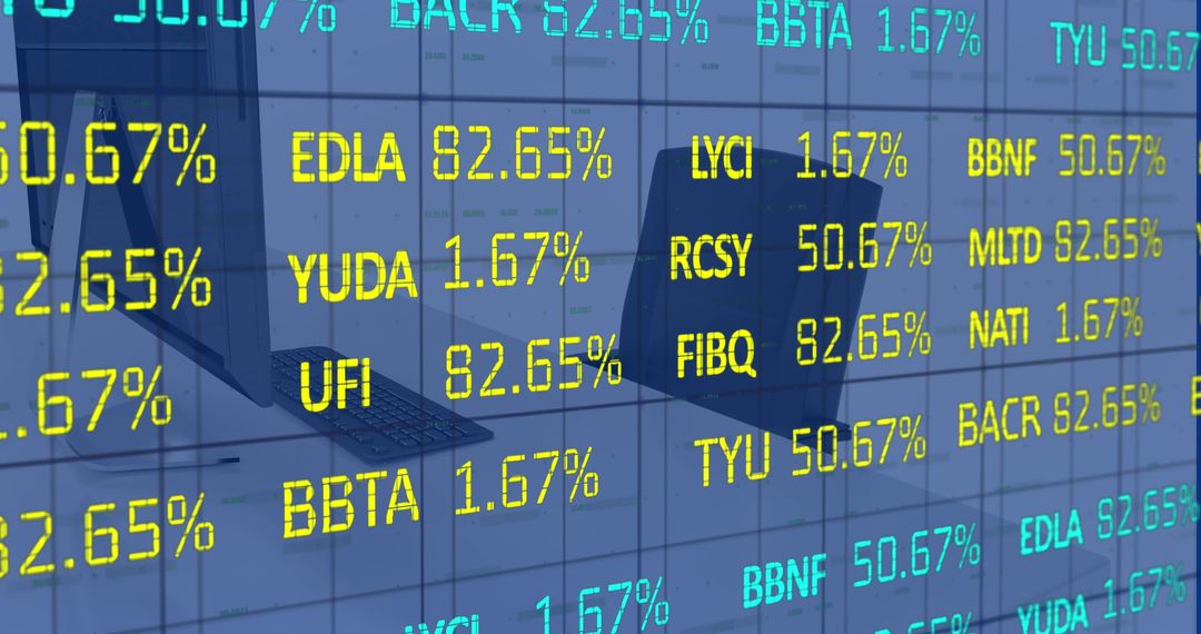 Financial Data Display in Modern Office Reflection