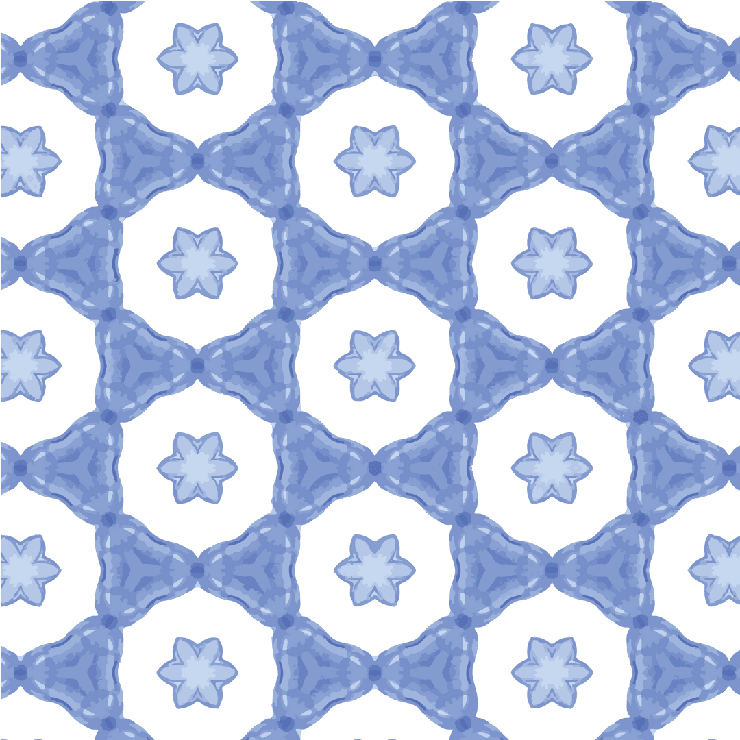 Blue Geometric Star Triangle Pattern on Transparent Background