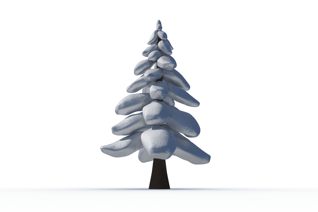 Snow-Capped Christmas Tree with Transparent Background