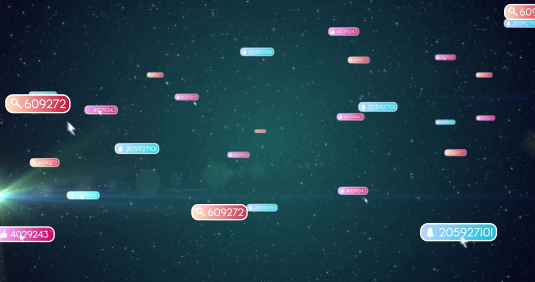 Numeric Codes Floating in Digital Futuristic Night Sky