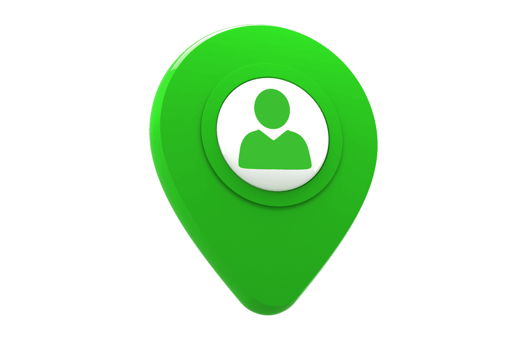 Transparent Green Map Pin Icon with User Avatar for Digital Use