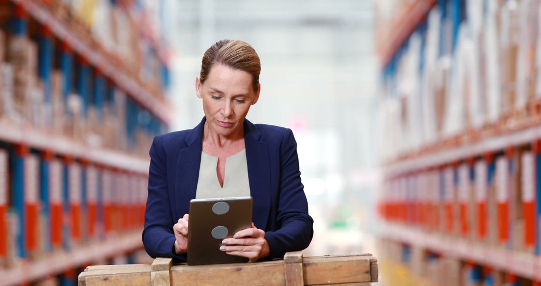 Businesswoman using digital tablet in warehouse - Free Images, Stock Photos and Pictures on Pikwizard.com